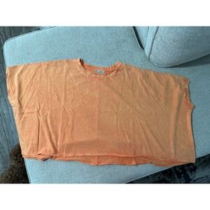 Zenana Crop Top Women One Size Orange Excellent Mineral Wash Boxy Cotton Tee